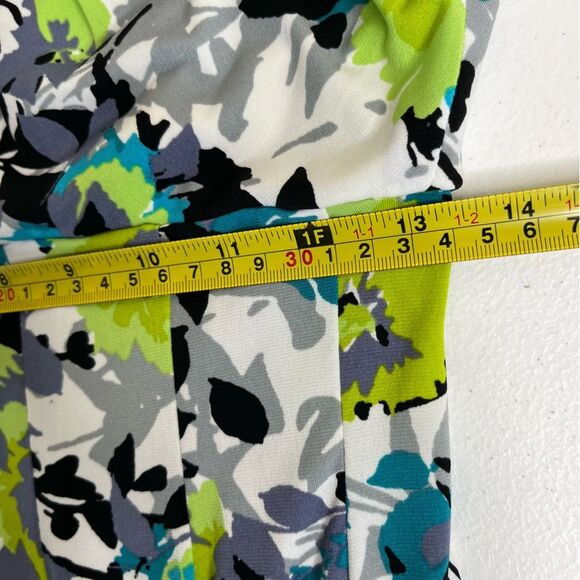 NWT Maggy L Petite White Green Abstract Floral Print Sleeveless Dress Women 4P - Picture 11 of 14